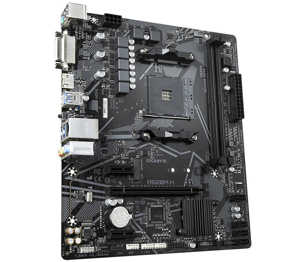 Bekijk afbeelding 3 van Gigabyte AM4 A520M H - DDR4/M.2/DP/HDMI/DVI/µATX